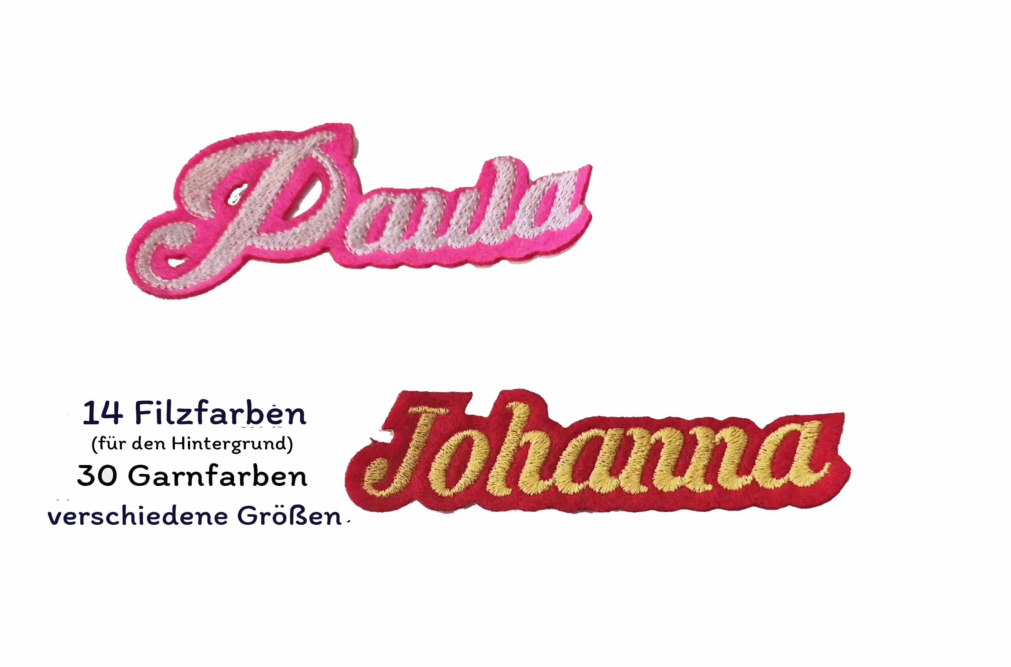 Name gestickt | Bügelbild | Namen zum Aufbügeln | Schriftzug | Patch | Aufnäher